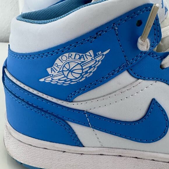 Air Jordan 1 Mid women retro UNC - 554724-106 Sz7 blue white distressed vibe - Picture 4 of 11